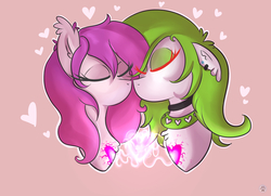 Size: 3500x2532 | Tagged: safe, artist:lycania29, oc, oc only, oc:luscious desire, unnamed oc, pony, bust, female, high res, holiday, lesbian, love, valentine's day