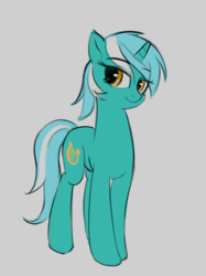 Size: 1178x1575 | Tagged: safe, artist:hardbrony, lyra heartstrings, pony, unicorn, g4, cute, eyebrows, eyebrows visible through hair, female, gray background, lidded eyes, looking at you, lyrabetes, mare, simple background, solo