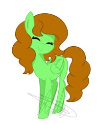 Size: 1280x1598 | Tagged: safe, artist:chelseawest, oc, oc only, oc:painted petal, pegasus, pony, eyes closed, female, folded wings, green coat, happy, mare, petalverse, signature, simple background, smiling, solo, transparent background, wings