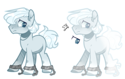 Size: 3389x2153 | Tagged: safe, artist:jxst-alexa, oc, oc only, unnamed oc, earth pony, ghost, pony, chains, ear fluff, frown, high res, male, shackles, simple background, solo, stallion, transparent background, white outline