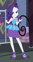 Size: 502x931 | Tagged: safe, screencap, rarity, equestria girls, g4, my little pony equestria girls: better together, street chic, clothes, cropped, cute, female, geode of shielding, high heels, legs, magical geodes, raribetes, rarity peplum dress, shoes, skirt, smiling, solo