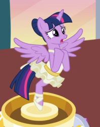 Size: 671x847 | Tagged: safe, screencap, twilight sparkle, alicorn, pony, a royal problem, g4, ballerina, cropped, female, hooves to the chest, open mouth, solo, tutu, twilarina, twilight sparkle (alicorn)