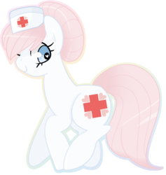 Size: 760x801 | Tagged: safe, artist:vivian reed, nurse redheart, earth pony, pony, g4, cute, female, hat, heart eyes, heartabetes, looking back, mare, nurse hat, simple background, solo, transparent background, wingding eyes
