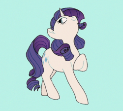 Size: 720x648 | Tagged: safe, artist:dreamscapevalley, rarity, pony, unicorn, g4, blue background, cute, female, mare, no catchlights, nose in the air, raised hoof, raribetes, simple background, solo