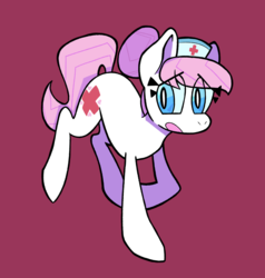 Size: 1280x1342 | Tagged: safe, artist:passionparfait, nurse redheart, earth pony, pony, g4, eye clipping through hair, female, heartabetes, mare, red background, simple background, solo