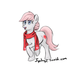 Size: 500x500 | Tagged: safe, artist:jynkyz, nurse redheart, earth pony, pony, g4, clothes, female, heartabetes, mare, missing accessory, open mouth, raised hoof, scarf, simple background, solo, transparent background