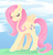 Size: 963x999 | Tagged: safe, artist:ponyhangover, fluttershy, pegasus, pony, g4, cloud, cute, eyes closed, female, lineless, mare, shyabetes, sky, solo