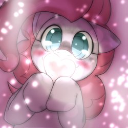 Size: 1536x1536 | Tagged: safe, artist:kurogewapony, pinkie pie, earth pony, pony, g4, blushing, colored pupils, cute, diapinkes, female, floppy ears, heart, holiday, looking at you, smiling, solo, valentine, valentine's day