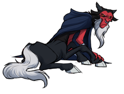 Size: 500x380 | Tagged: safe, artist:kasunshine, lord tirek, centaur, g4, angry, cloak, clothes, cute, looking back, madorable, male, simple background, sitting, solo, tirebetes, white background