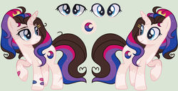 Size: 1280x659 | Tagged: safe, artist:nocturnal-moonlight, oc, oc only, oc:havana, pony, unicorn, female, mare, reference sheet, simple background, solo