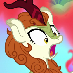 Size: 650x650 | Tagged: safe, screencap, autumn blaze, kirin, g4, sounds of silence, cropped, female, fire, open mouth, solo