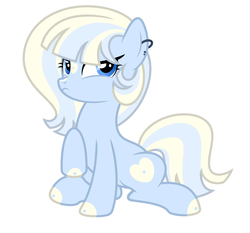 Size: 7986x7427 | Tagged: safe, artist:dashblitzfan4ever, oc, oc only, oc:creamy blues, earth pony, pony, absurd resolution, ear piercing, earring, female, jewelry, looking at you, mare, piercing, raised hoof, simple background, sitting, solo, tail, two toned mane, two toned tail, white background