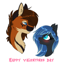 Size: 1286x1287 | Tagged: safe, artist:silkensaddle, oc, oc:lixthewolf, oc:midnight light, pony, bedroom eyes, blushing, hearts and hooves day, holiday, lidded eyes, lixnight, looking at each other, valentine's day