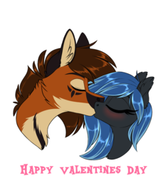 Size: 1215x1287 | Tagged: safe, artist:silkensaddle, oc, oc:lixthewolf, oc:midnight light, pony, blushing, commission, hearts and hooves day, holiday, kissing, lixnight, valentine's day