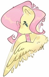 Size: 492x770 | Tagged: safe, artist:benyamoshka, fluttershy, pegasus, pony, g4, bust, female, hoof on chin, looking at you, mare, portrait, profile, simple background, solo, white background, wings