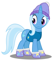 Size: 3200x3400 | Tagged: safe, artist:mundschenk85, trixie, pony, unicorn, g4, clothes, cute, diatrixes, female, hat, high res, mare, shoes, show accurate, simple background, solo, transparent background, vector, weather team, winter wrap up vest
