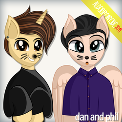 Size: 3000x3000 | Tagged: safe, artist:aldobronyjdc, pegasus, pony, unicorn, dan and phil, duo, high res, phan, ponified