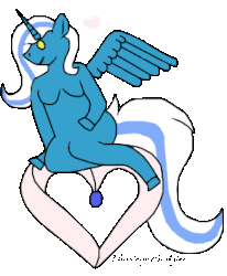 Size: 291x354 | Tagged: safe, artist:flamingobudgies, oc, oc:fleurbelle, alicorn, pony, adorabelle, alicorn oc, animated, cute, female, happy, heart, long hair, long mane, long tail, love, mare, sitting, smiling, wings, yellow eyes