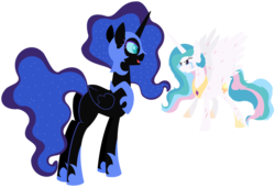 Size: 1024x700 | Tagged: safe, artist:mylittlepon3lov3, nightmare moon, princess celestia, pony, g4, crying, simple background, transparent background