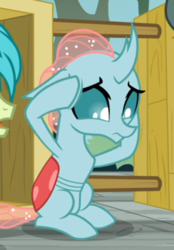 Size: 406x584 | Tagged: safe, screencap, ocellus, sandbar, yona, changedling, changeling, g4, school daze, cropped, female, offscreen character, sitting, solo focus, thinking