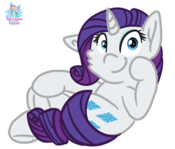 Size: 1462x1248 | Tagged: safe, artist:rainbow eevee, part of a set, rarity, pony, unicorn, g4, cheek fluff, crossed legs, cute, cutie mark, female, frog (hoof), hoof on face, looking at you, mare, one ear down, signature, simple background, sitting, smiling, solo, transparent background, underhoof