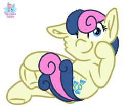 Size: 1462x1248 | Tagged: safe, artist:rainbow eevee, part of a set, bon bon, sweetie drops, earth pony, pony, g4, adorabon, cheek fluff, crossed legs, cute, cutie mark, female, frog (hoof), hoof on face, looking at you, mare, one ear down, signature, simple background, sitting, smiling, solo, transparent background, underhoof