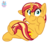 Size: 1462x1248 | Tagged: safe, artist:rainbow eevee, part of a set, sunset shimmer, pony, unicorn, g4, cheek fluff, crossed legs, cute, cutie mark, female, frog (hoof), hoof on face, looking at you, mare, one ear down, signature, simple background, sitting, smiling, solo, transparent background, underhoof