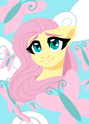 Size: 3600x5000 | Tagged: safe, artist:nika-rain, fluttershy, butterfly, pony, g4, absurd resolution, bust, cloud, commission, cute, female, looking at you, mare, portrait, shyabetes, sky, sky background, smiling, smiling at you, solo