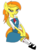 Size: 1173x1487 | Tagged: safe, artist:greeneyedmistress, spitfire, pony, g4, clothes, crossed legs, female, lidded eyes, mare, school uniform, schoolgirl, shoes, sitting, smiling, socks, solo