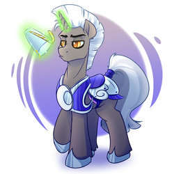 Size: 4000x4000 | Tagged: safe, artist:witchtaunter, oc, oc only, oc:scope, pony, unicorn, armor, commission, lunar armor, male, royal guard, smoothie, solo, stallion, straw