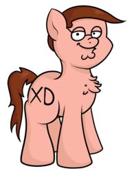 Size: 1426x1829 | Tagged: safe, artist:moonatik, oc, oc only, earth pony, pony, :t, chest fluff, chin, cursed image, dank memes, family guy, glasses, ironic meme, male, meme, peter griffin, rule 85, simple background, solo, species swap, stallion, this is epic, transparent background, wat, what has science done, why, xd