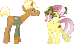 Size: 1703x1024 | Tagged: safe, artist:cloudy glow, artist:shootingstarsentry, edit, trenderhoof, vignette valencia, earth pony, pony, unicorn, equestria girls, equestria girls series, g4, rollercoaster of friendship, simple ways, beauty mark, clothes, equestria girls ponified, female, flirting, glasses, holly, lidded eyes, lipstick, male, ponified, raised hoof, shipping, simple background, smiling, stallion, straight, transparent background, trenette, vector