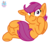 Size: 1462x1248 | Tagged: safe, artist:rainbow eevee, part of a set, scootaloo, pegasus, pony, g4, cheek fluff, crossed legs, cute, female, filly, frog (hoof), hoof on face, looking at you, one ear down, signature, simple background, sitting, smiling, solo, transparent background, underhoof