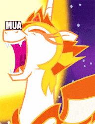 Size: 368x480 | Tagged: safe, edit, edited screencap, screencap, daybreaker, alicorn, pony, a royal problem, g4, and that's terrible, animated, caption, cookie, cropped, evil laugh, female, food, gif, gif with captions, helmet, image macro, impact font, majestic as fuck, mane of fire, meme, pure unfiltered evil, solo, text, you monster