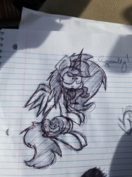 Size: 1504x2016 | Tagged: safe, artist:booker-the-dewitt, princess luna, pony, loony luna, g4, female, lined paper, sketch, solo, traditional art