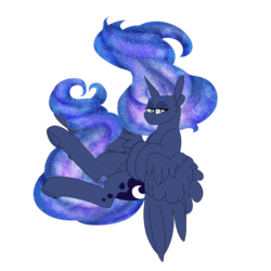 Size: 1280x1280 | Tagged: safe, alternate version, artist:liefsong, princess luna, alicorn, pony, g4, background removed, ethereal mane, frog (hoof), galaxy mane, princess, simple background, transparent background, underhoof