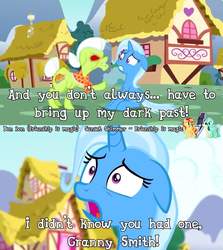 Size: 1280x1436 | Tagged: safe, edit, edited screencap, screencap, granny smith, trixie, all bottled up, g4, caption, image macro, text