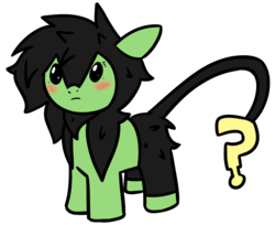 Size: 910x744 | Tagged: safe, artist:cutelewds, oc, oc only, oc:filly anon, luxio, blushing, female, filly, pokémon, simple background, solo, species swap, transparent background