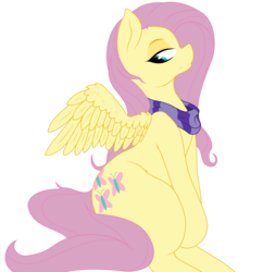 Size: 6032x6243 | Tagged: safe, artist:tre, artist:tyler611, fluttershy, pegasus, pony, g4, absurd resolution, clothes, female, mare, scarf, simple background, sitting, solo, transparent background