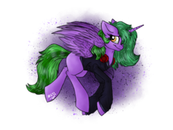 Size: 2048x1536 | Tagged: safe, artist:melonseed11, oc, oc only, oc:paw print, alicorn, pony, alicorn oc, clothes, female, headphones, hoodie, mare, solo