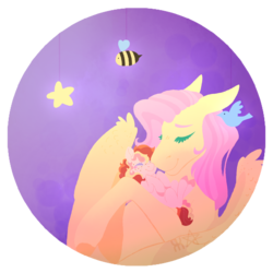Size: 2500x2500 | Tagged: safe, artist:glitchthunder, fluttershy, oc, oc:bird cherry, earth pony, pegasus, pony, g4, baby, baby pony, blushing, cute, duo, eyes closed, female, filly, floppy ears, fluttermom, foal, high res, holding, mare, mother and daughter, nursery, nuzzling, offspring, parent:cheese sandwich, parent:fluttershy, parents:fluttersandwich, simple background, sperm donation, transparent background