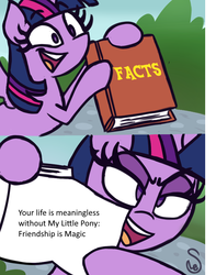 Size: 800x1015 | Tagged: safe, artist:quarium edits, twilight sparkle, alicorn, pony, g4, ed edd n eddy, exploitable meme, female, in-universe pegasister, meme, series finale blues, solo, twilight sparkle (alicorn), twilight's fact book