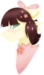Size: 621x1047 | Tagged: safe, artist:okimichan, oc, oc only, oc:sakura, pony, bust, female, mare, portrait, simple background, solo, transparent background