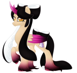 Size: 1024x972 | Tagged: safe, artist:crystal-tranquility, oc, oc only, oc:callie, alicorn, pony, bow, female, hair bow, mare, simple background, solo, splatoon, tail bow, transparent background