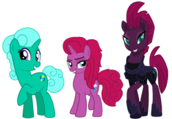 Size: 1561x1080 | Tagged: safe, artist:ejlightning007arts, artist:jhayarr23, artist:徐詩珮, edit, vector edit, fizzlepop berrytwist, glitter drops, tempest shadow, pony, unicorn, g4, my little pony: the movie, armor, broken horn, family, female, horn, magical lesbian spawn, mother and daughter, next generation, offspring, parent:glitter drops, parent:tempest shadow, parents:glittershadow, ship:glittershadow, simple background, transparent background