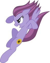Size: 805x1017 | Tagged: safe, artist:chipmagnum, oc, oc only, oc:spider blare, pegasus, pony, g4, divekick, female, floppy ears, mare, open mouth, simple background, solo, spread wings, tail, transparent background, two toned mane, two toned tail, vector, wings