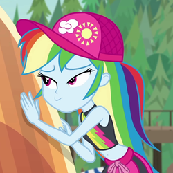 Size: 1077x1078 | Tagged: safe, screencap, rainbow dash, blue crushed, equestria girls, g4, my little pony equestria girls: better together, belly button, cropped, female, midriff, sleeveless, surfboard