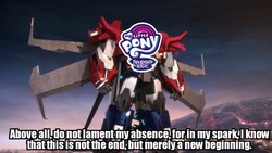 Size: 1188x672 | Tagged: safe, edit, caption, end of ponies, funny, image macro, impact font, logo, optimus prime, predacons rising, series finale blues, text, transformers, transformers prime