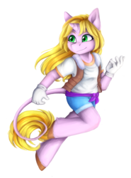 Size: 3840x5184 | Tagged: safe, artist:jazzerix, oc, oc only, oc:daydream, ambiguous species, anthro, unguligrade anthro, anatomically incorrect, clothes, female, gloves, green eyes, incorrect leg anatomy, shorts, simple background, solo, transparent background