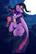 Size: 1772x2717 | Tagged: safe, artist:php97, twilight sparkle, alicorn, pony, g4, bell, bell collar, candy, clothes, collar, female, flying, food, full moon, glowing horn, hat, horn, lollipop, magic, mare, missing cutie mark, moon, panties, smiling, socks, solo, stockings, striped socks, telekinesis, thigh highs, thong, twilight sparkle (alicorn), underwear, witch hat